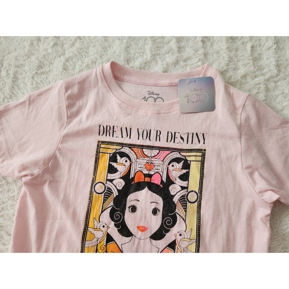 Disney 100 Snow White T-Shirt Dream Your‎ Destiny Pink Graphic Tee Girls Large L